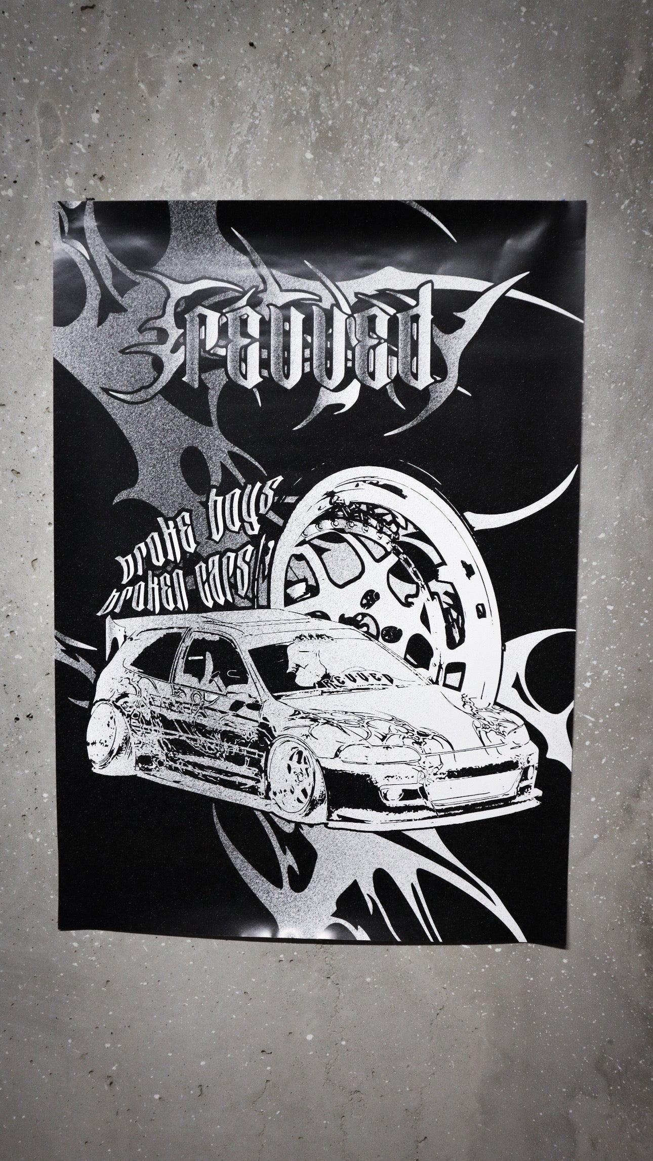 "BROKE BOYS BROKEN CARS" POSTER