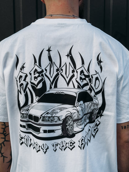 T-SHIRT "ENJOY THE RIDE" BIAŁY